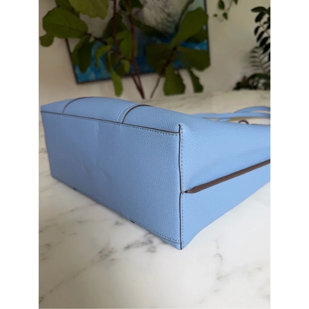 NWT Tory Burch Perry Triple Compartment Tote Bag Blue Yonder Leather